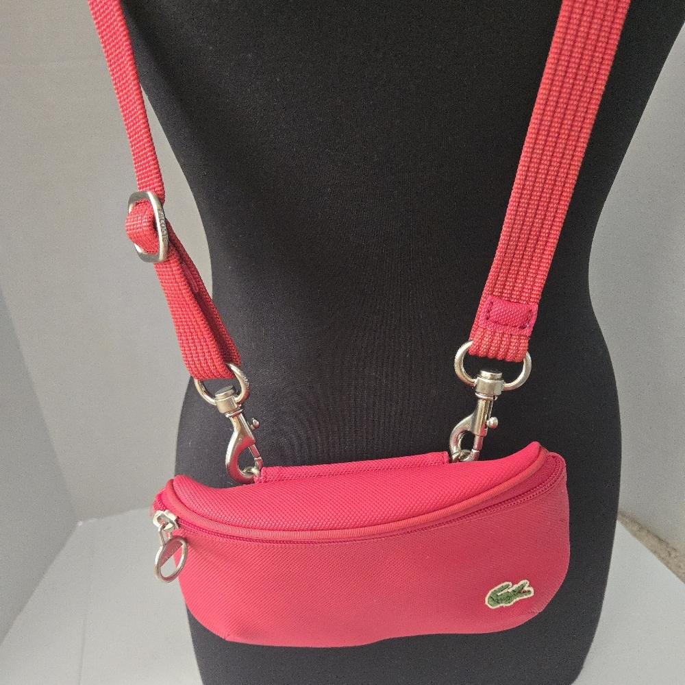 Lacoste Pink Crossbody Bag Adj Strap Alligator Croc